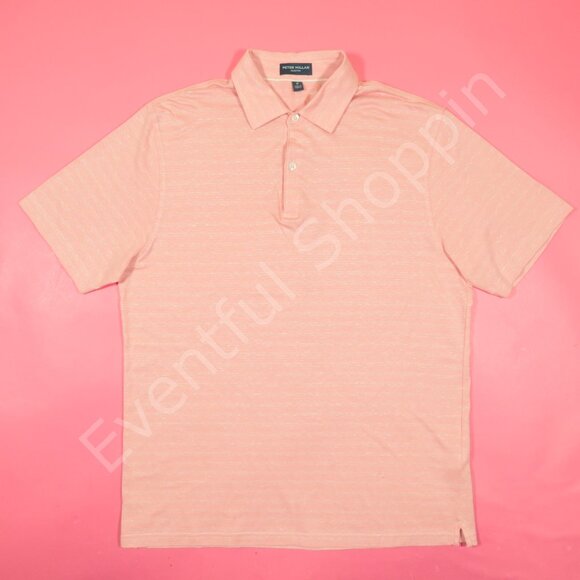Peter Millar Linen Cotton Polo Shirt Mens M Pink Collection Striped - Picture 2 of 7